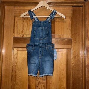 Cat & Jack denim shorts overalls, kids size M(8) NWT